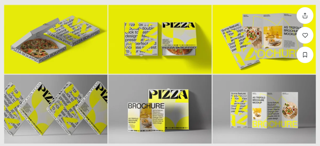 Pizza box & Brochure mockups 
